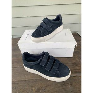 Sandro Paris Blue Suede Leather Low Top Sneakers